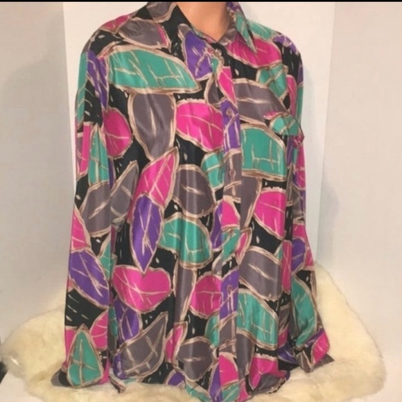 Vintage large bundle• lot of 10•Ladies silky long sleeved Secretary blouse Tops - Picture 6 of 13